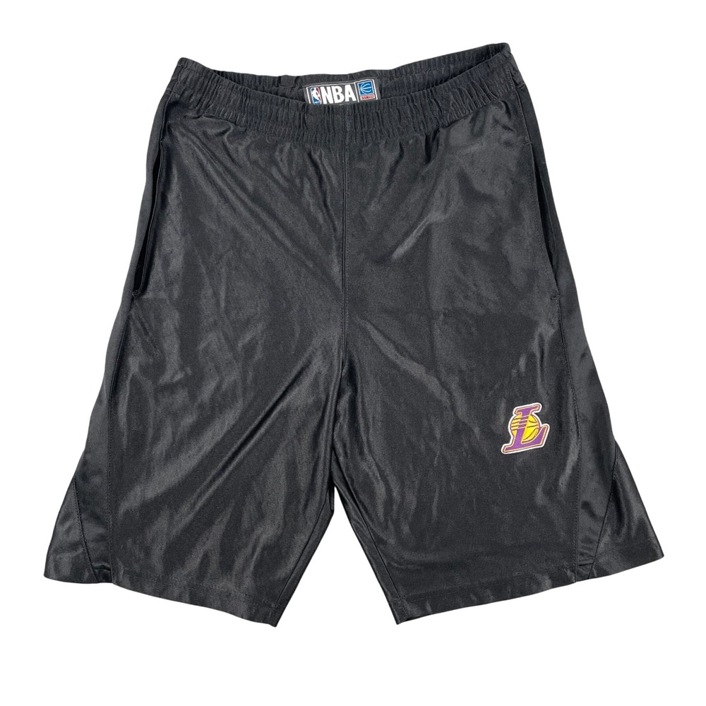Los Angeles Lakers Shorts Men S Black‎ Dazzle Silky Shiny 90s Y2K NBA Basketball
